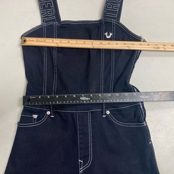 TRUE RELIGION World Tour Women’s Overall Romper Shorts Size SP‎ Inseam 2” - Picture 10 of 12